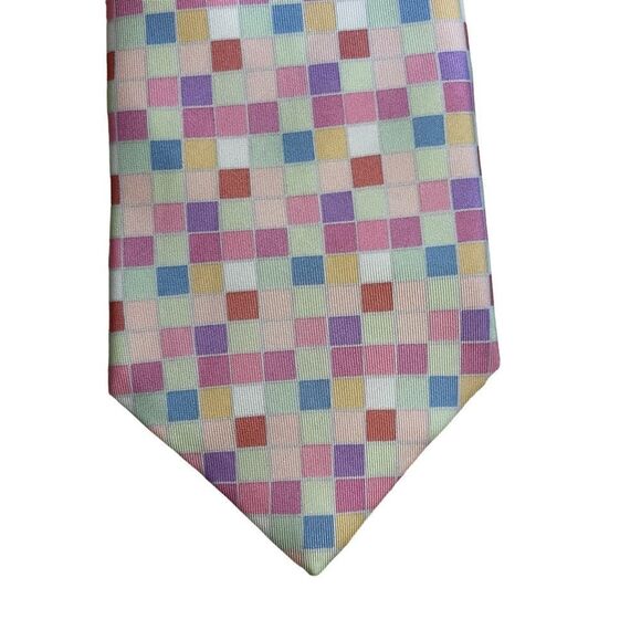 Marks & Spencer Pastel Check Silk Tie - Picture 1 of 6